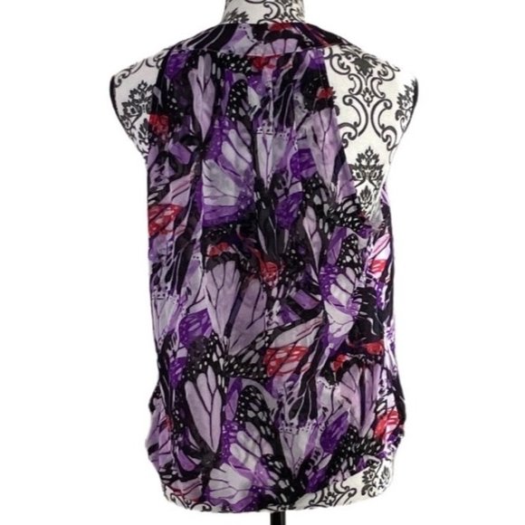 INC BLOUSE SLEEVELESS PURPLE FLORAL V-NECK WOMENS PETITE XL - Picture 4 of 9